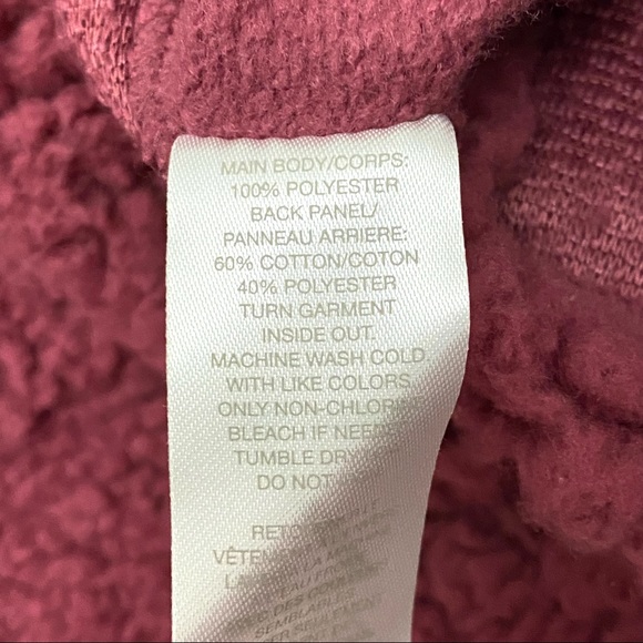 NEW Z By Zella Nordstrom Free Style Faux Shearling Pullover Sweatshirt Burgundy - Picture 11 of 11